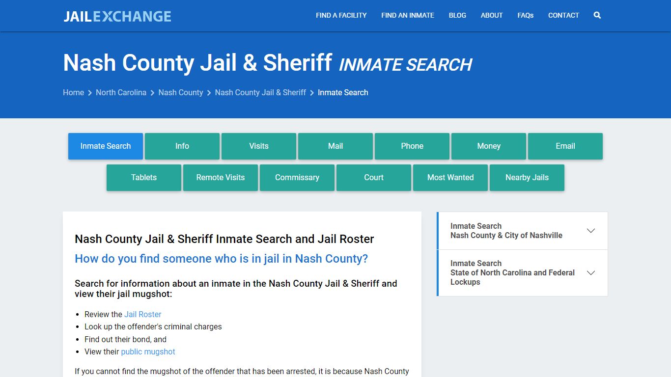 Nash County Jail & Sheriff Inmate Search - Jail Exchange